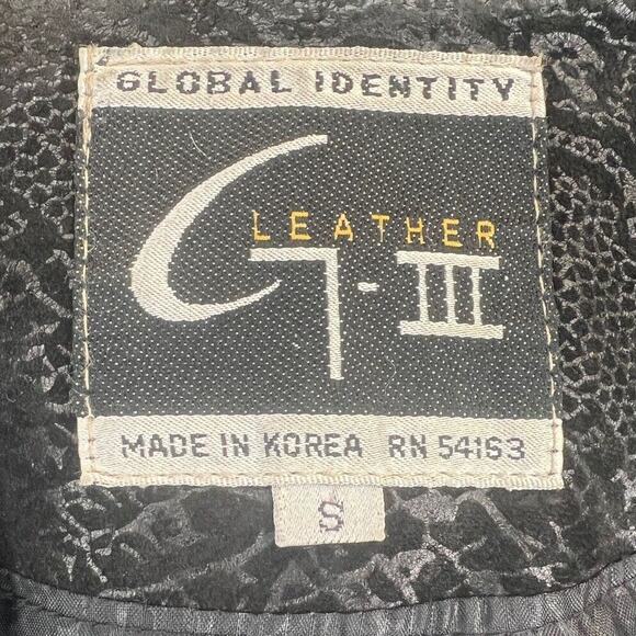 VTG G3 G-III Womens Leather Jacket Black Size S Embossed Snake Designer Pattern - Picture 6 of 7